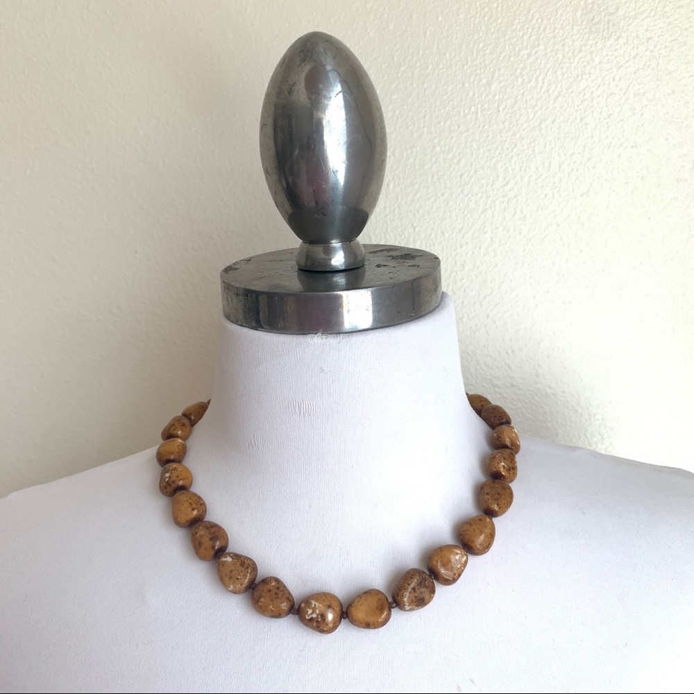 Brown Faux Stone Beads Necklace